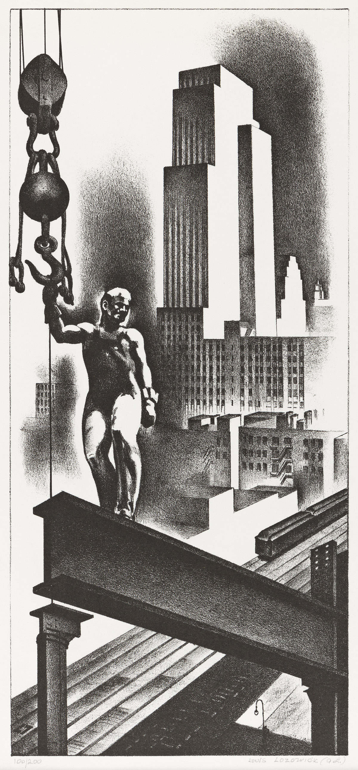 LOUIS LOZOWICK (1892-1973) Above the City.